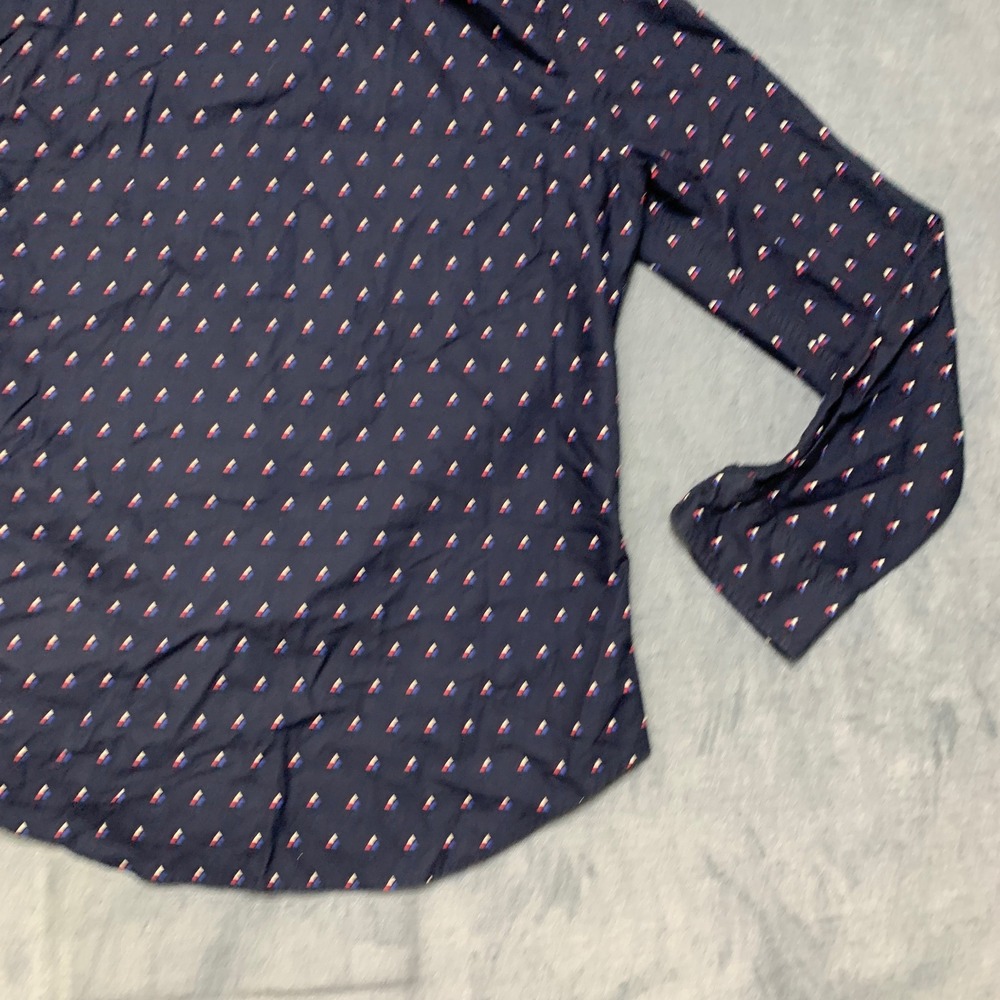 Levi's Shirt Mens Large Navy Blue Geometric Print Long Sleeve Button Up Slim Fit - Picture 16 of 16
